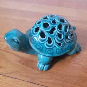 CERAMIC Teal Turtle Figurine